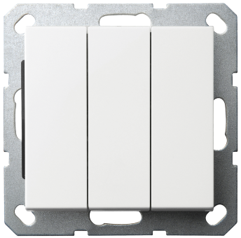 Выключатель трехклавишный 10A 250V~ с накладкой, цвет Белый глянцевый , G3031W, Jasmart Выключатель трехклавишный 10A 250V~ с накладкой, цвет Белый глянцевый , G3031W, Jasmart