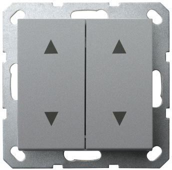 Выключатель двухклавишный для штор 10A 250V~ с накладкой, цвет Алюминий, G3028S, Jasmart Выключатель двухклавишный для штор 10A 250V~ с накладкой, цвет Алюминий, G3028S, Jasmart