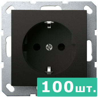Розетка SHUKO© с защитными шторками 16A 250V~ 2P+T, цвет черный матовый (soft touch), JASMART, набор, 100 шт. Розетка SHUKO© с защитными шторками 16A 250V~ 2P+T, цвет черный матовый (soft touch), JASMART, набор, 100 шт.