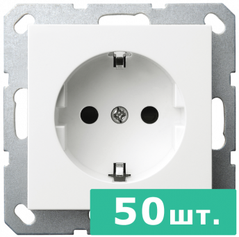 Розетка SHUKO© с защитными шторками 16A 250V~ 2P+T, цвет белый глянцевый, JASMART, набор, 50 шт. Розетка SHUKO© с защитными шторками 16A 250V~ 2P+T, цвет белый глянцевый, JASMART, набор, 50 шт.