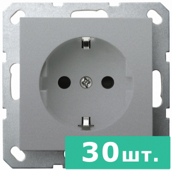 Розетка SHUKO© с защитными шторками 16A 250V~ 2P+T, цвет Алюминий, JASMART, набор, 30 шт. Розетка SHUKO© с защитными шторками 16A 250V~ 2P+T, цвет Алюминий, JASMART, набор, 30 шт.