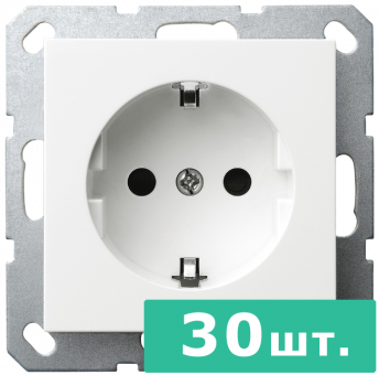 Розетка SHUKO© с защитными шторками 16A 250V~ 2P+T, цвет белый глянцевый, JASMART, набор, 30 шт. Розетка SHUKO© с защитными шторками 16A 250V~ 2P+T, цвет белый глянцевый, JASMART, набор, 30 шт.
